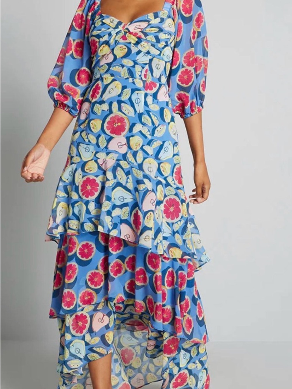 Hutch Blue Multi-Color Floral Tiered Maxi Dress